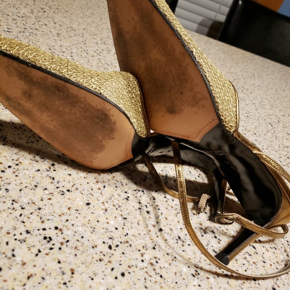 Yves Saint Laurent vintage SZ 8 mesh gold heels - Picture 4 of 6